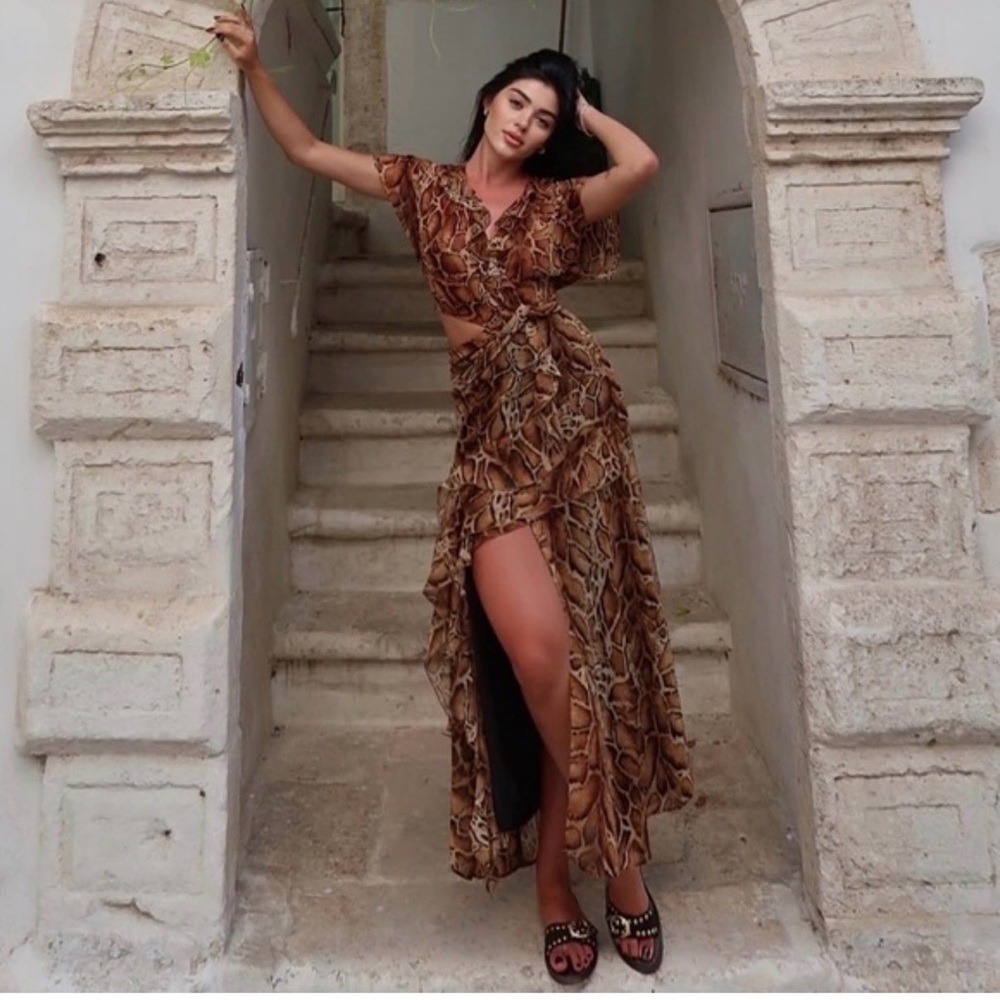 Zara Animal Print Ruffle Dress. Small